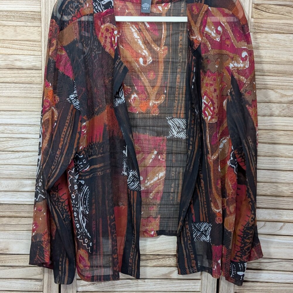 Additions by Chico's Kimono Bohemian Sheer Open Front Size 3 - Picture 4 of 12